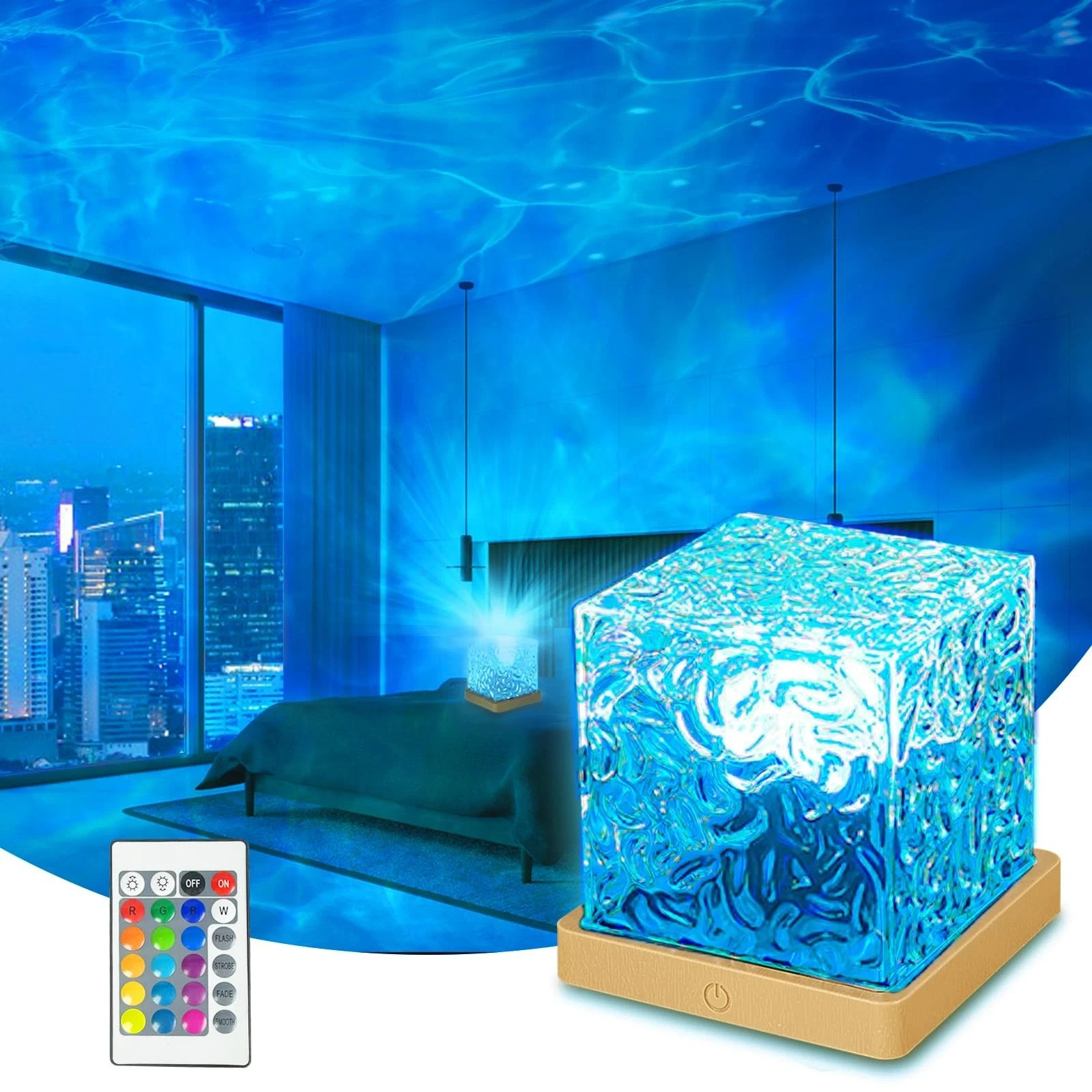 Ocean Wave Projector Light, 16 Colors Havie Cube Lamp, 3D Holographic Water R... gallery