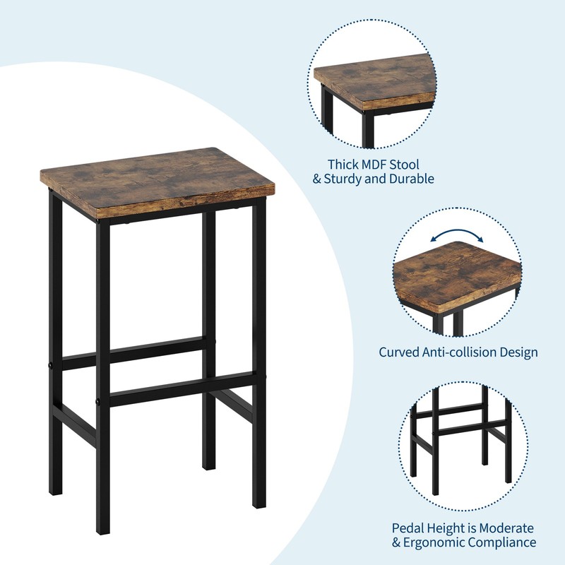 36" Dining Table Set for 2, Kitchen Table and 2 Bar Stools with Storage Shelves gallery