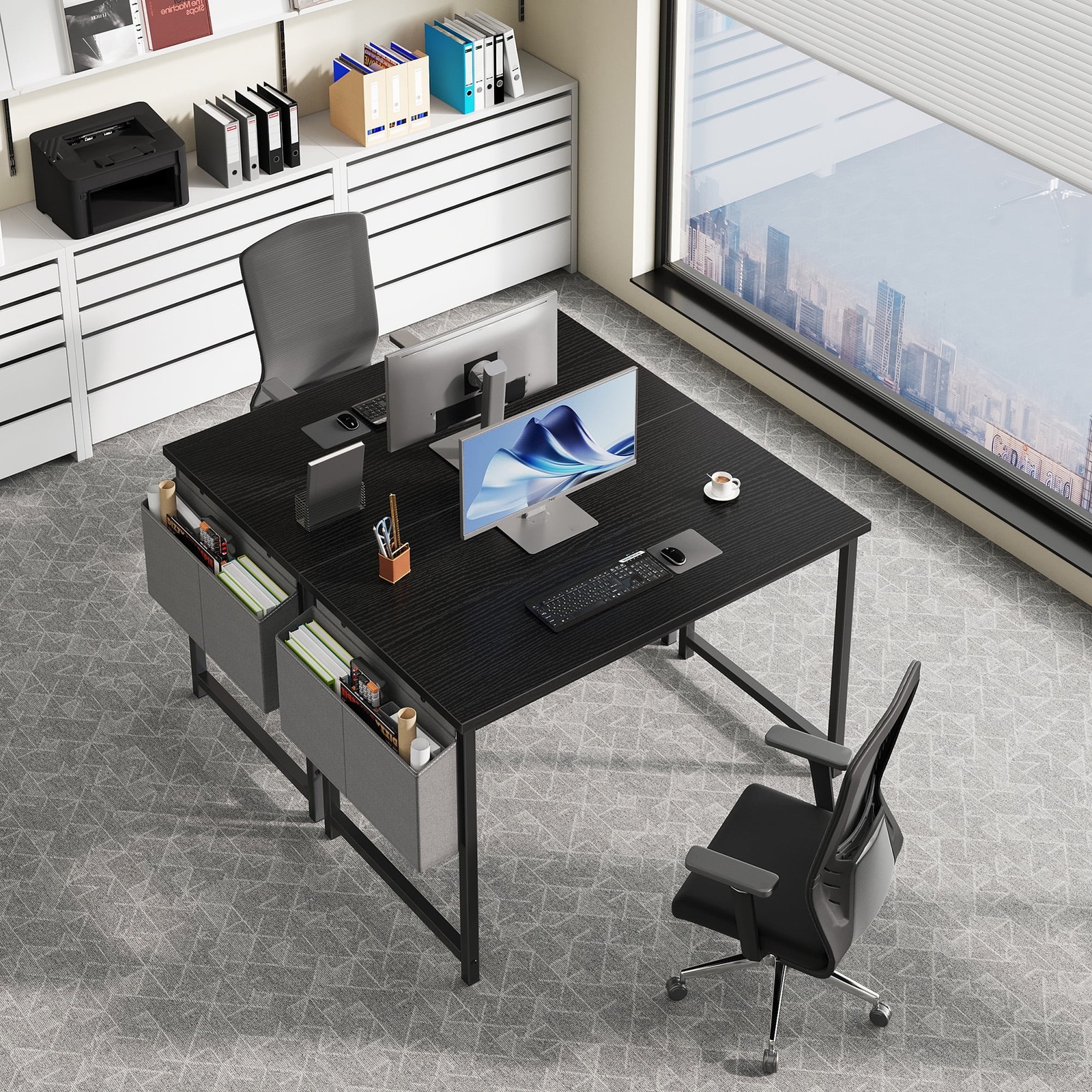 44 Inch Computer Writing Desk with Storage Bag, Steel Frame for HomeOffice Study gallery