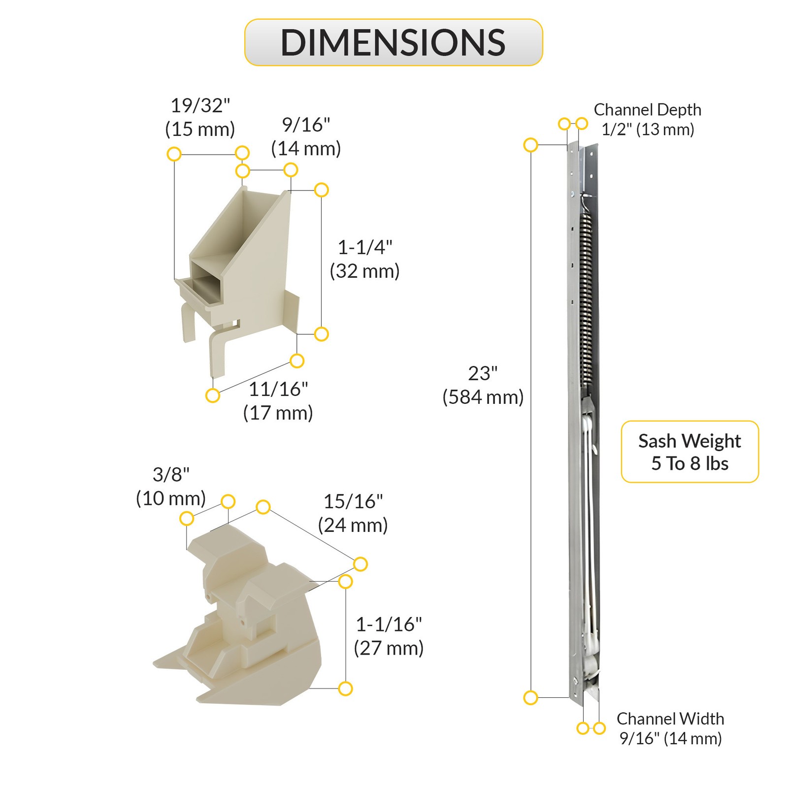 Brixwell Window Channel Balance With Sash Guides 23" L 5 To 8 Lbs Sash Weight gallery