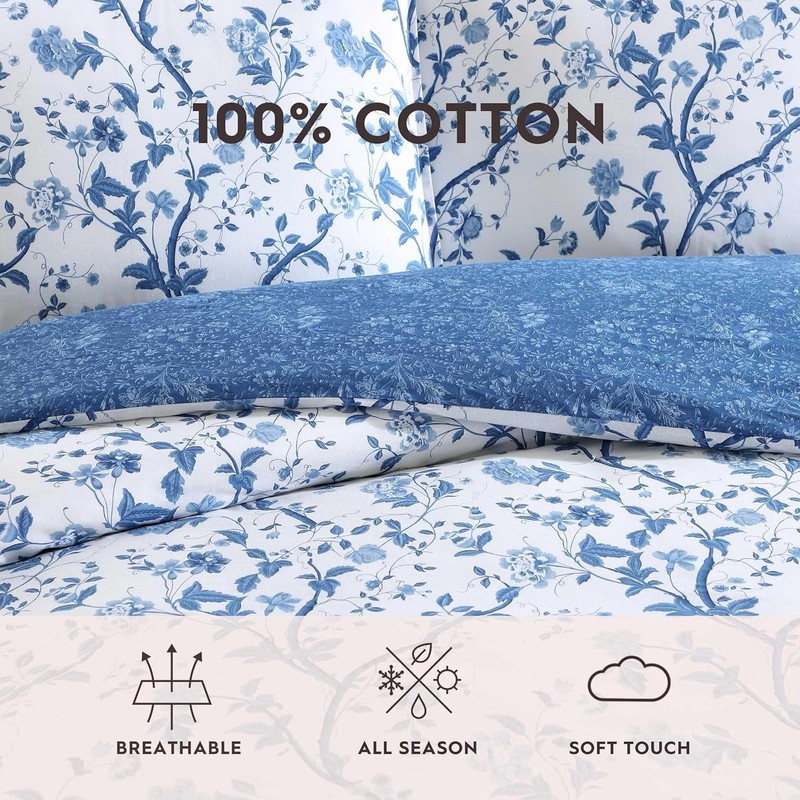 Queen Comforter Set, Soft & Reversible Cotton Bedding, Medium Weight for Rou... gallery