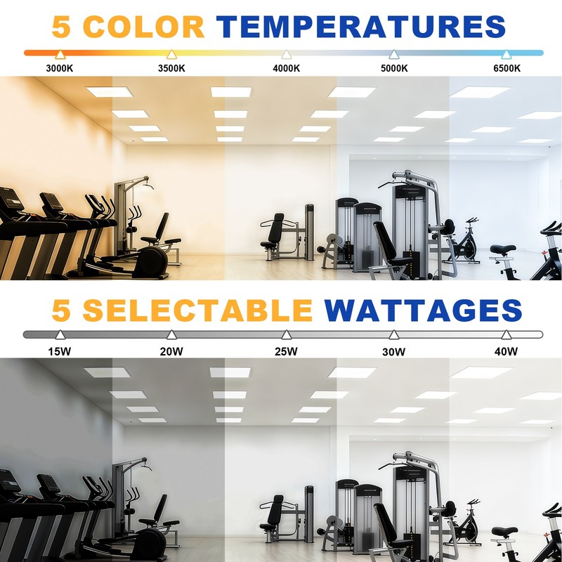 6 PACK 2x4 LED Flat Panel Lights 30-72W 5CCT 2700K-6500K Ceiling Fixture Lights gallery