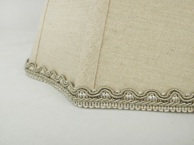 Linen Natural Rectangle Inverted Cut Corner Lampshade with Matching Braid Trim gallery