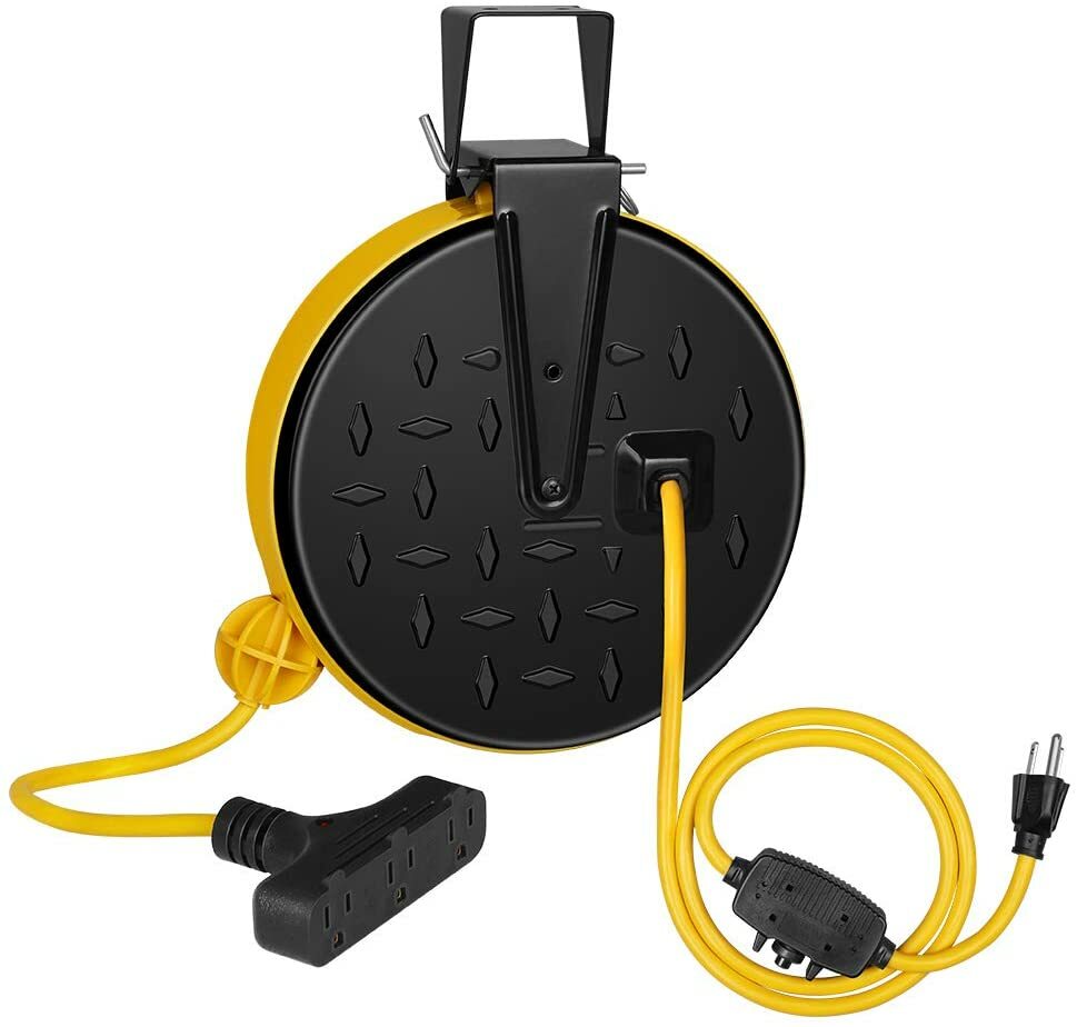 DEWENWILS 30 Ft Retractable Extension Cord Reel Wall Mount 16/3 SJTW 3 Outlets gallery