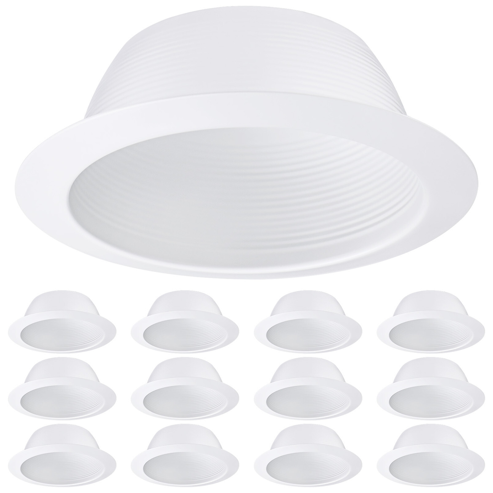 12-Pack 6 Inch Recessed Can Light Trim with Iron Ring, Metal Step Baffle gallery