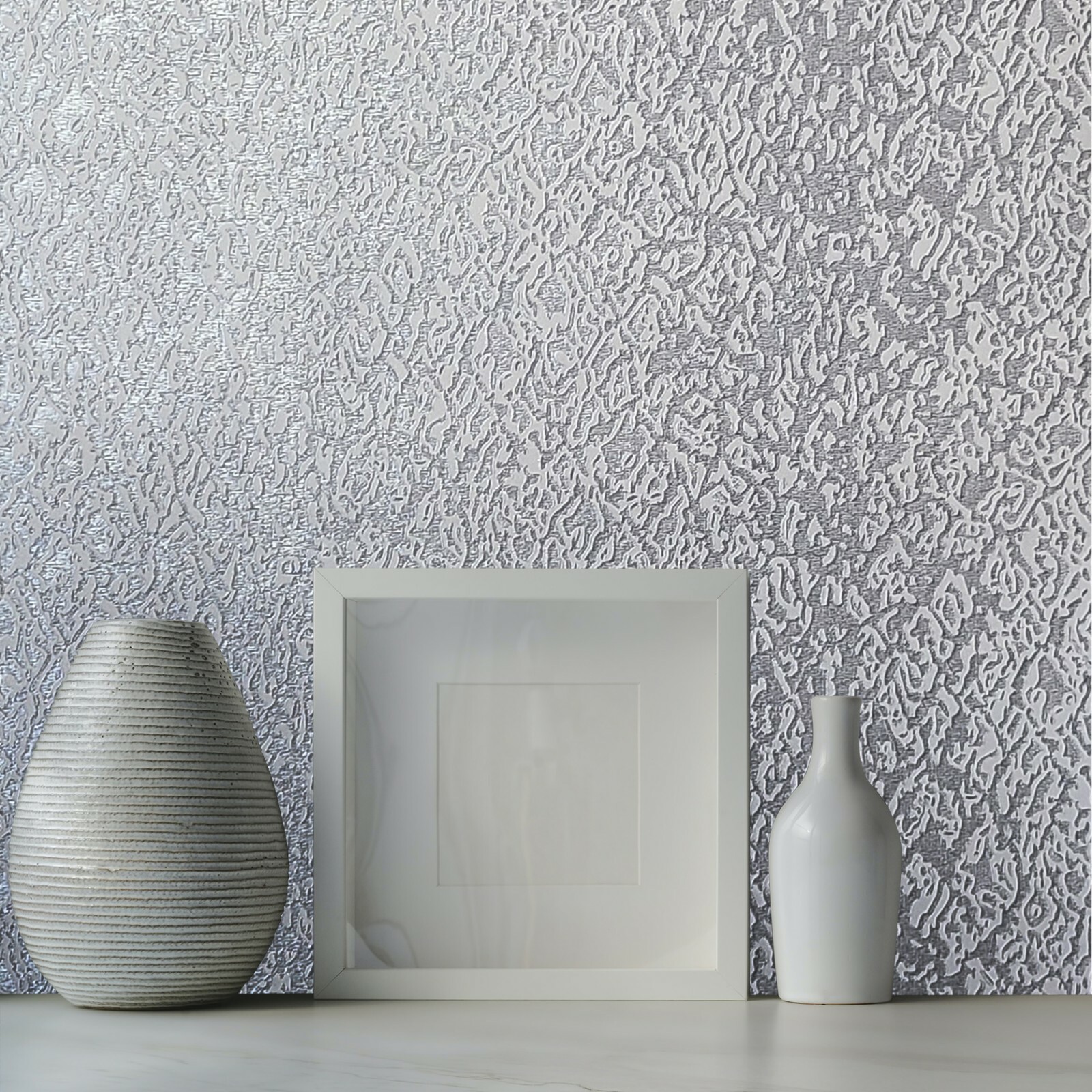 Embossed Ombre gray silver metallic plain faux fabric modern textured Wallpaper gallery