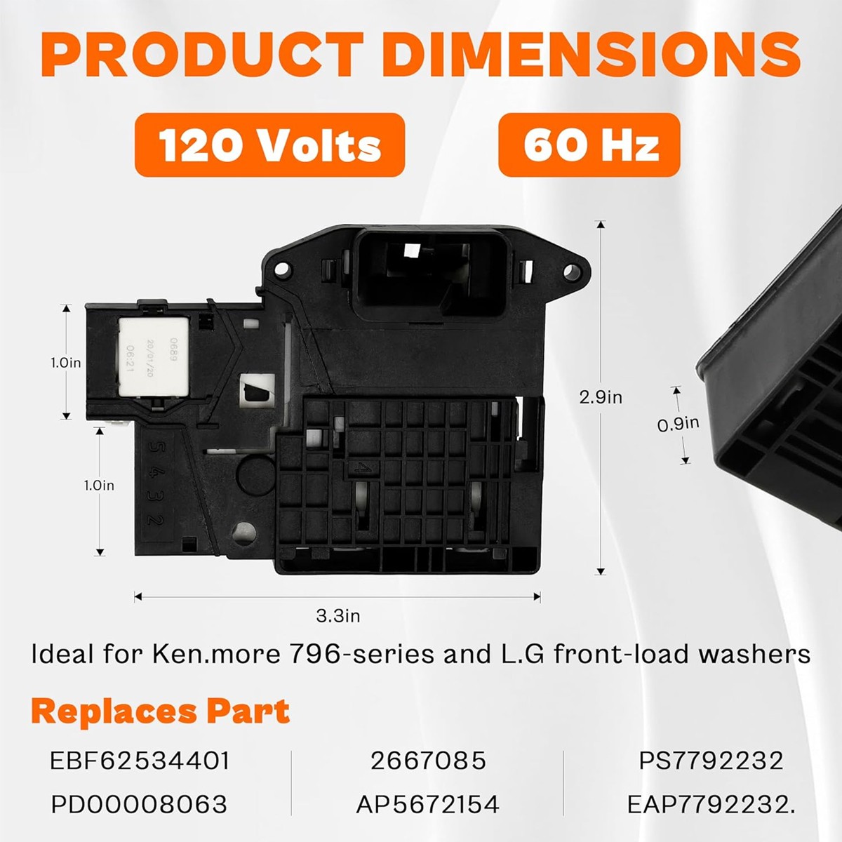 EBF61315802 Washer Door Lock Switch with Door Hook Compatible with LG & Kenmore gallery