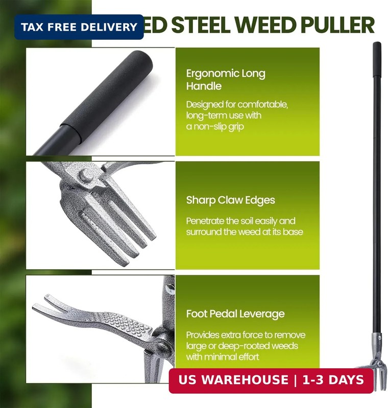 Weed Puller, Stand Up Weed Puller Tool with Steel Long Handle, 4 Claw Steel Head gallery