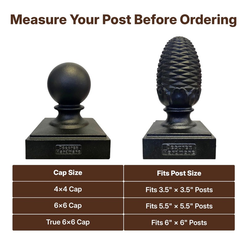 Decorex Hardware Cast Aluminum Pineapple Post Cap Black Powder Coat Fits gallery