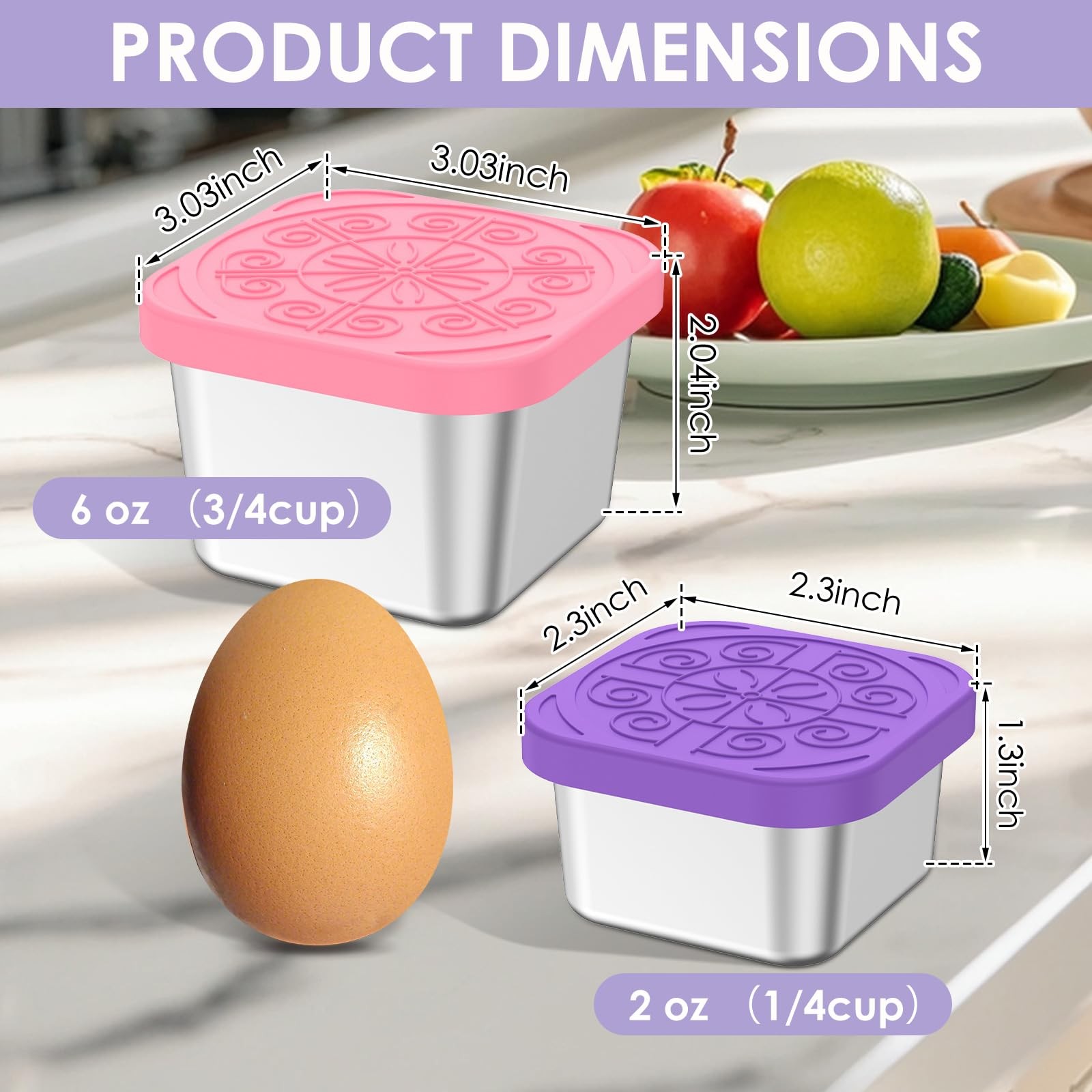 16Pack 6oz Stainless Steel Snack Containers and 2oz Salad Dressing To Go Cont... gallery