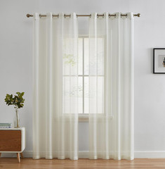 2 Panel Semi Sheer Voile Window Curtains Ivory 54×84 Grommet Top
