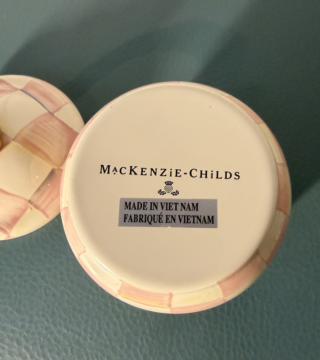 MacKenzie-Childs, Rosy Check, Lidded Sugar Bowl, New gallery