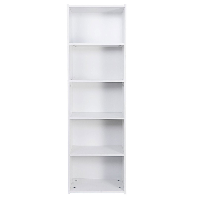 5 Tier Reversible Open Shelf Bookcase Bookshelf Modern White Corner Bookcase gallery