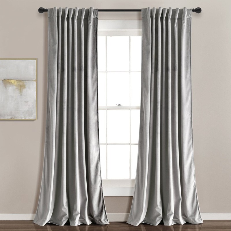 Prima Velvet Solid Back Tab Rod Pocket Light Filtering Window Curtain Panel Set gallery
