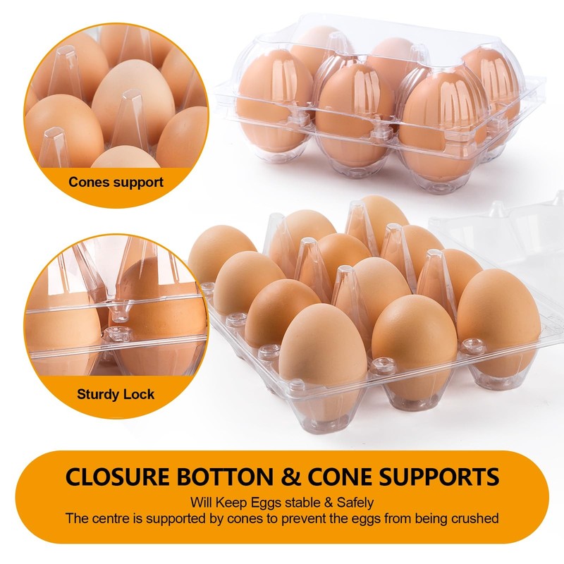 180 Pack 6 Count Clear Plastic Egg Cartons Cheap Bulk for Chicken Eggs gallery