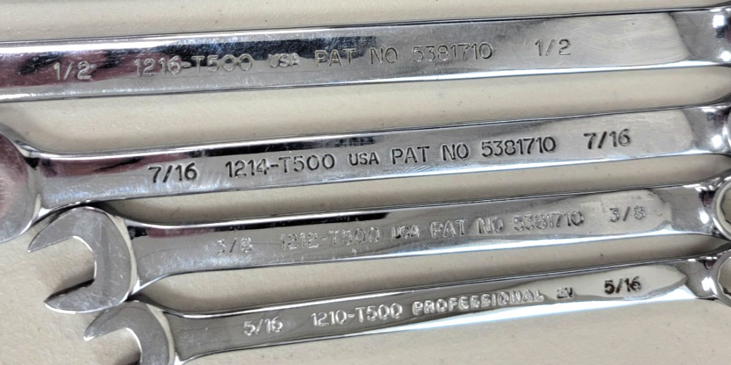 Proto TOOLS 500 14-Piece 12 pt. SAE Combination Wrench Set 5/16" - 1-1/8" USA gallery
