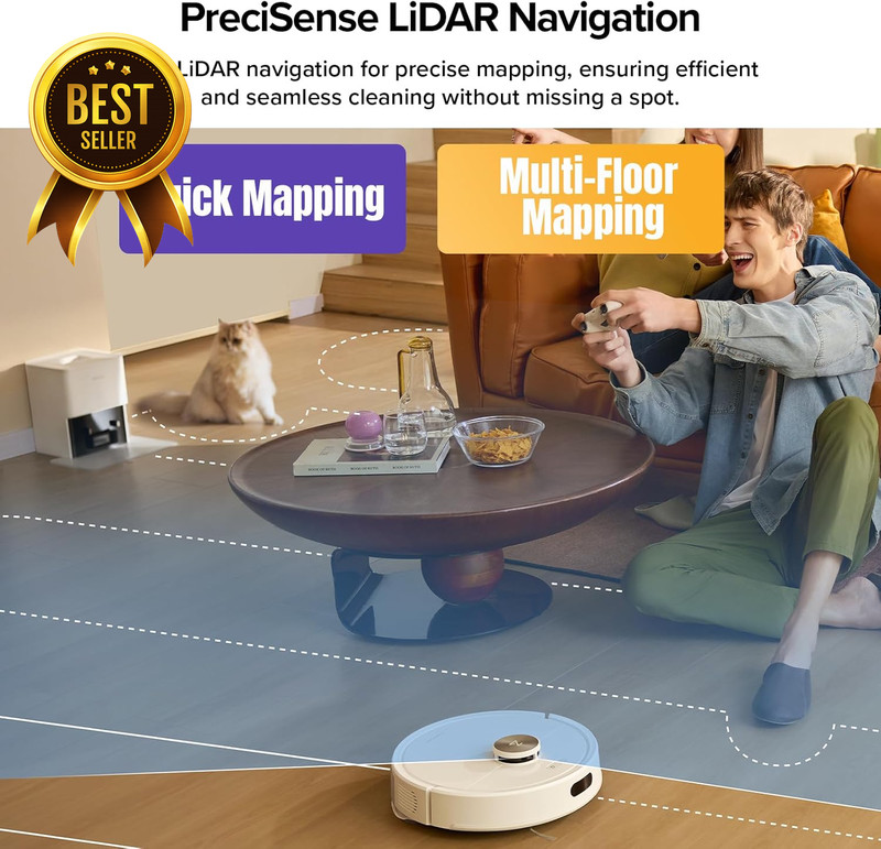 Q7 M5+ Robot Vacuum Mop Self-Empty 10000Pa LiDAR Pet Hair Smart Cleaner White gallery
