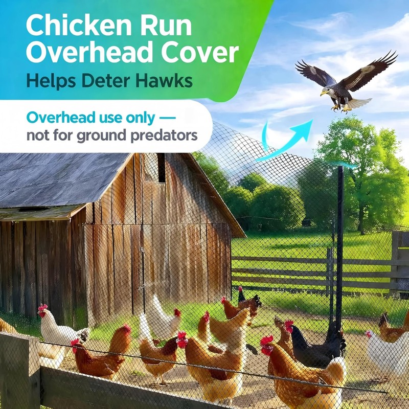 Chicken Coop Netting Overhead Hawk Protection HDPE Mesh 7.5 x 100 ft gallery