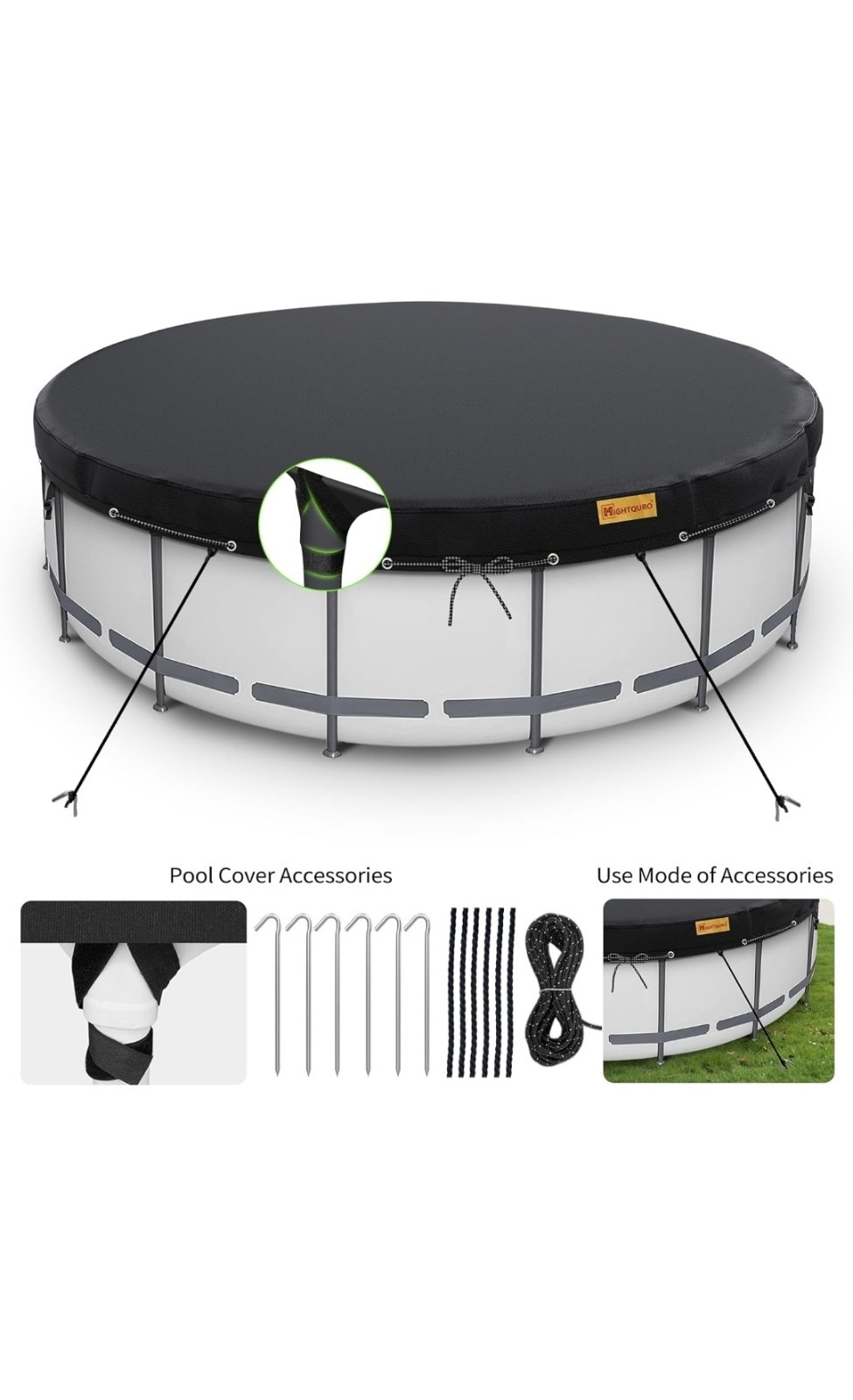 18Ft Round Pool Cover for Swimming Pools with Ground Nails and Windproof Rope... gallery