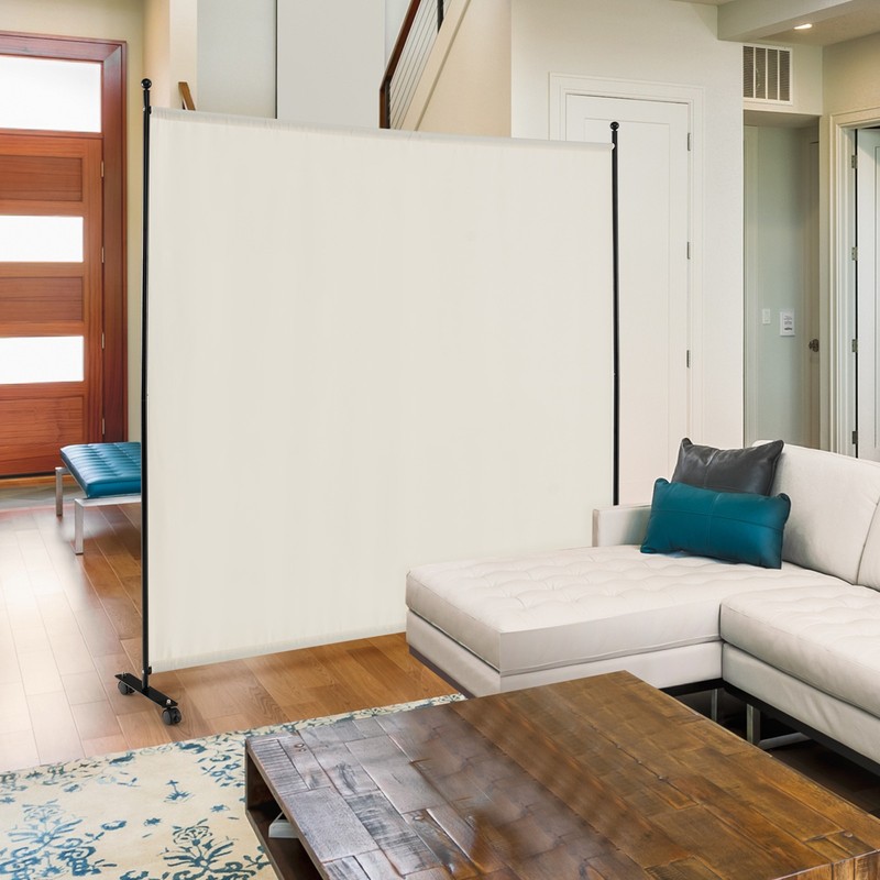 6FT Single Panel Room Divider w/ Wheels Rolling Fabric Partition Privacy Screen gallery