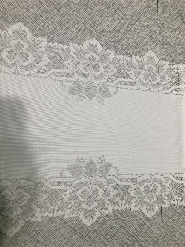 Pristine White Lace Table Runner 13x53” Floral Dresser Scarf Cottagecore Wedding gallery