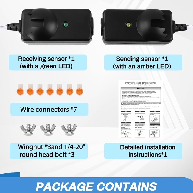 Universal Garage Door Safety Sensor Kit - Easy Installation & Safety Assurance gallery