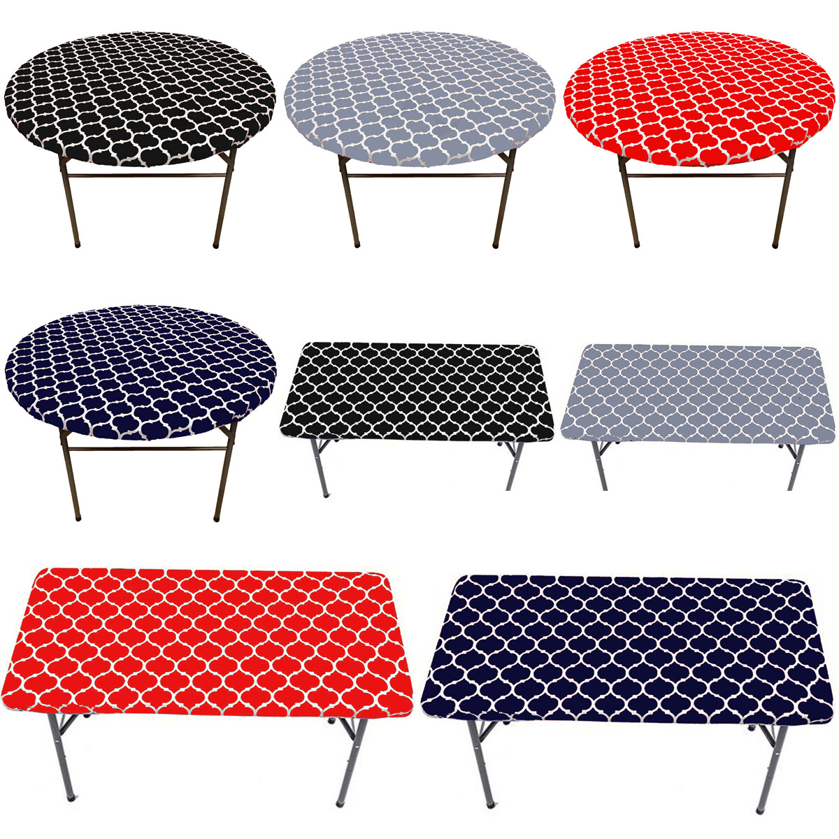 Vinyl Fitted Tablecloth Elastic Edge Flannel Backing Waterproof PVC Table Cover gallery