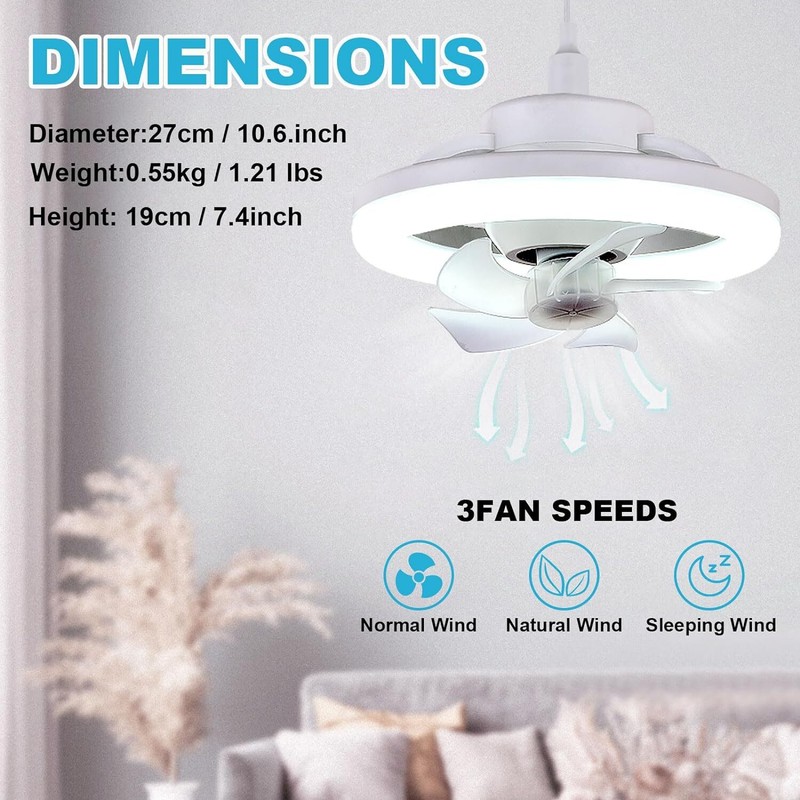 10 in Ceiling Fan with Dimmable LED Lights and Remote, 3 Speeds 2 Colors LED gallery