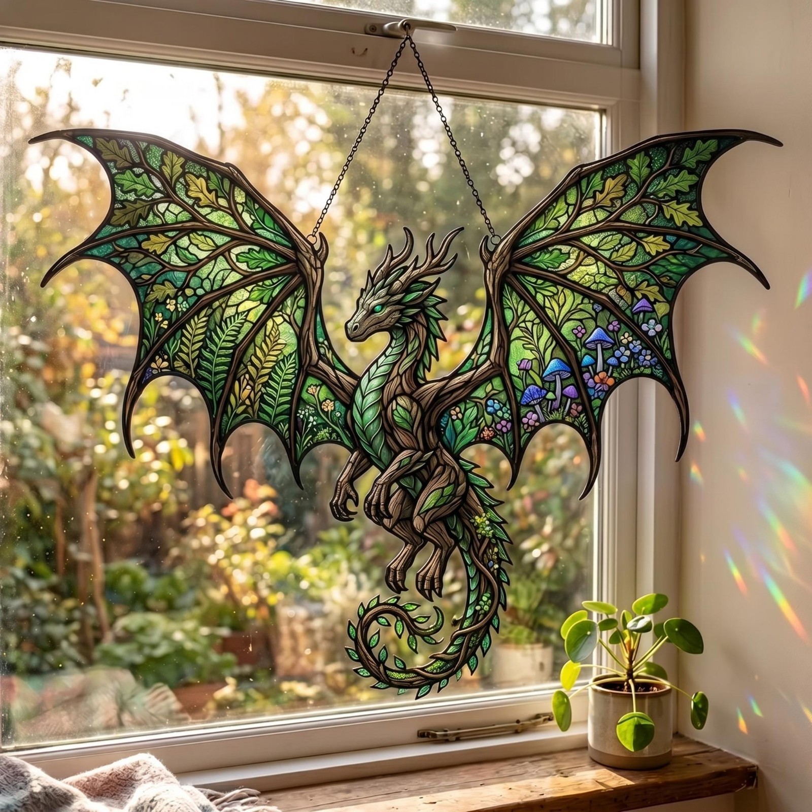 Forest Dragon Suncatcher Acrylic Style, Woodland Dragon Window Hanging Decor gallery