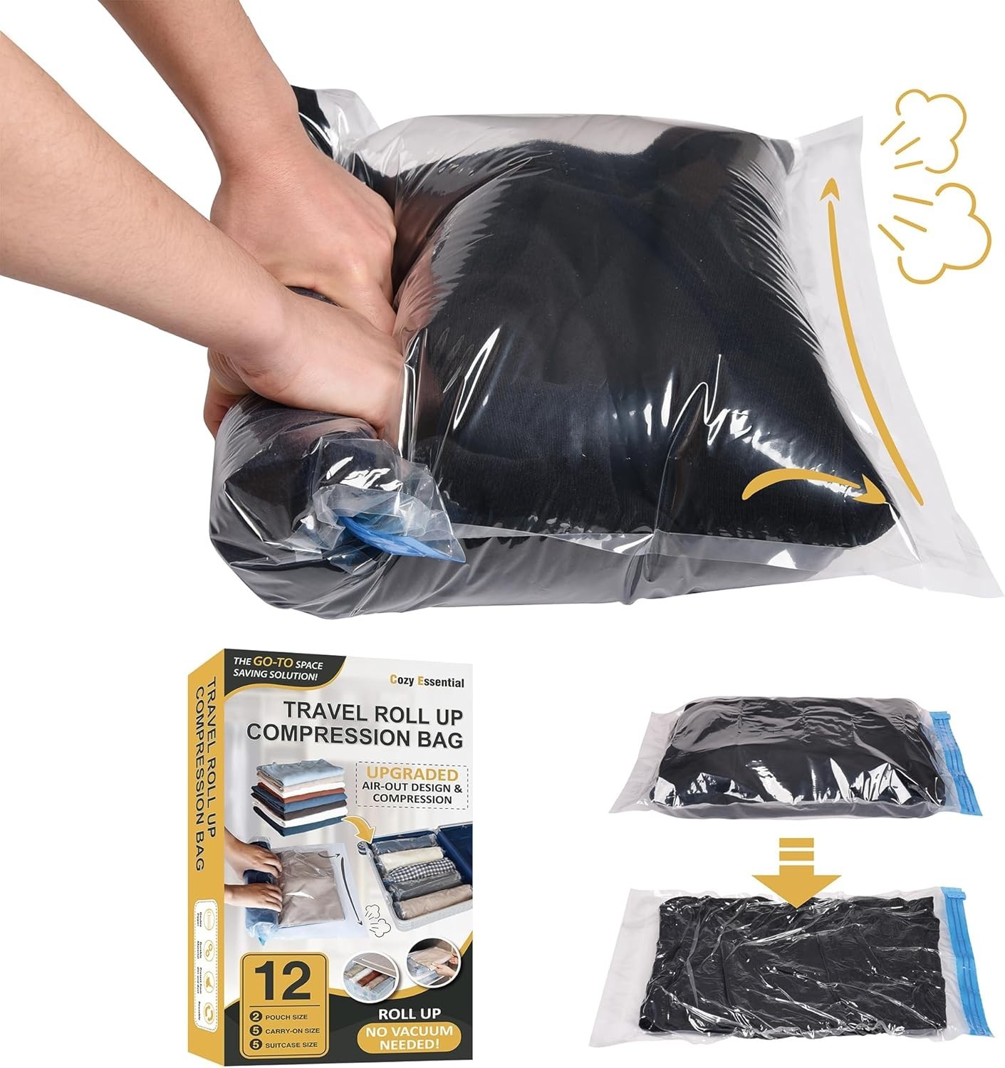Compression Bags for Travel - Travel Essentials - 12 Pack Space Saver Bags - No gallery