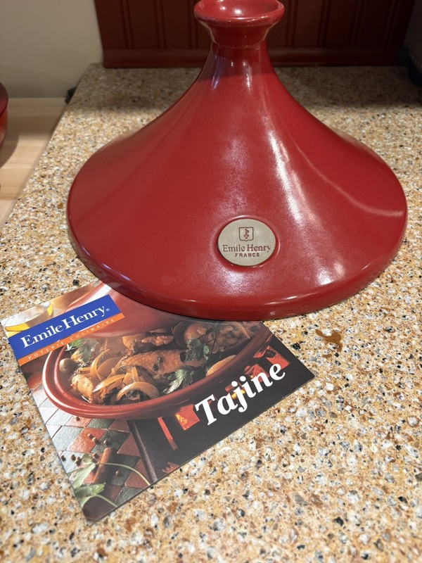 Emile Henry Burgundy Ceramic Tagine 3.7 Qt 55.32 France gallery