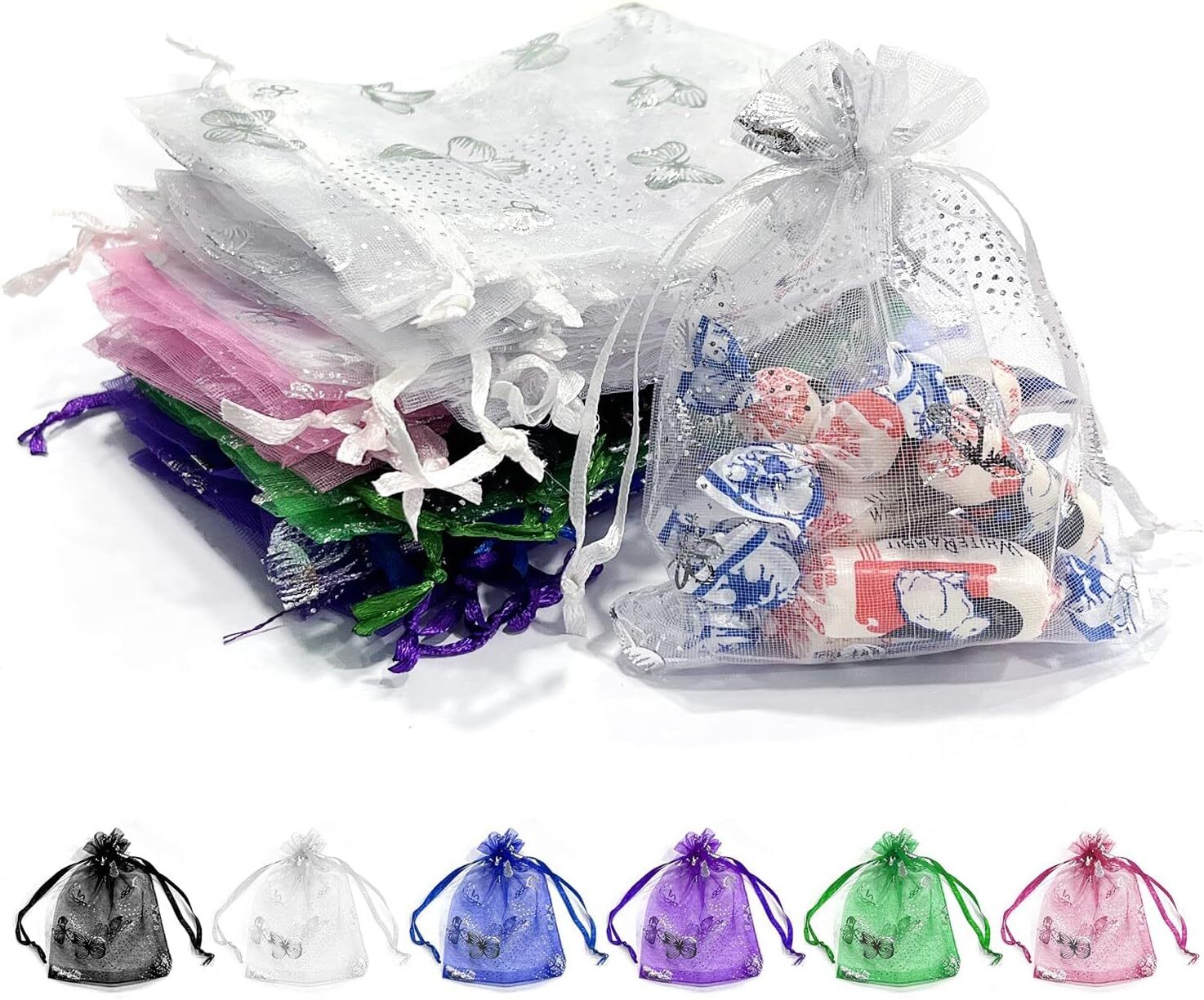 Sheer Butterfly Organza Wedding Party Favor Gift Candy Bags Jewelry Pouches gallery