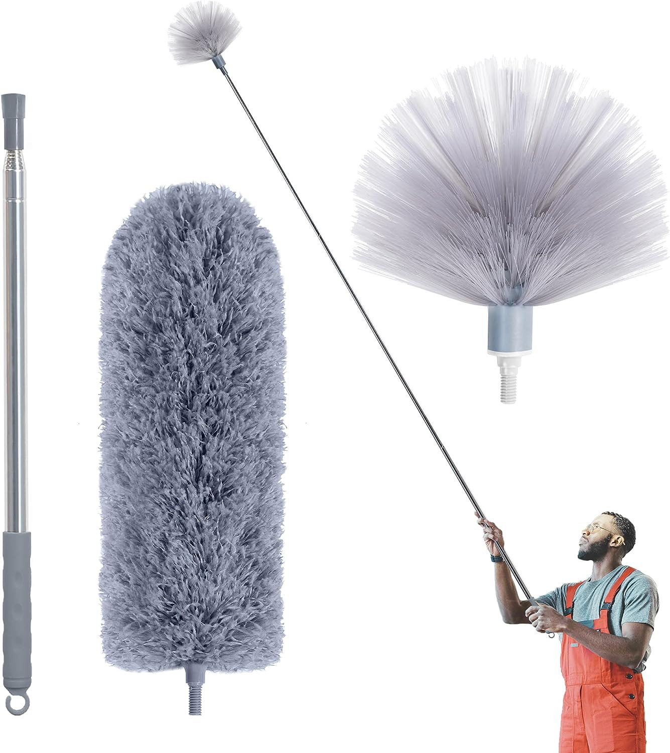 Cobweb Duster with Extension Pole, Spider Web Brush & Ceiling Cleaning Kit, 100" gallery