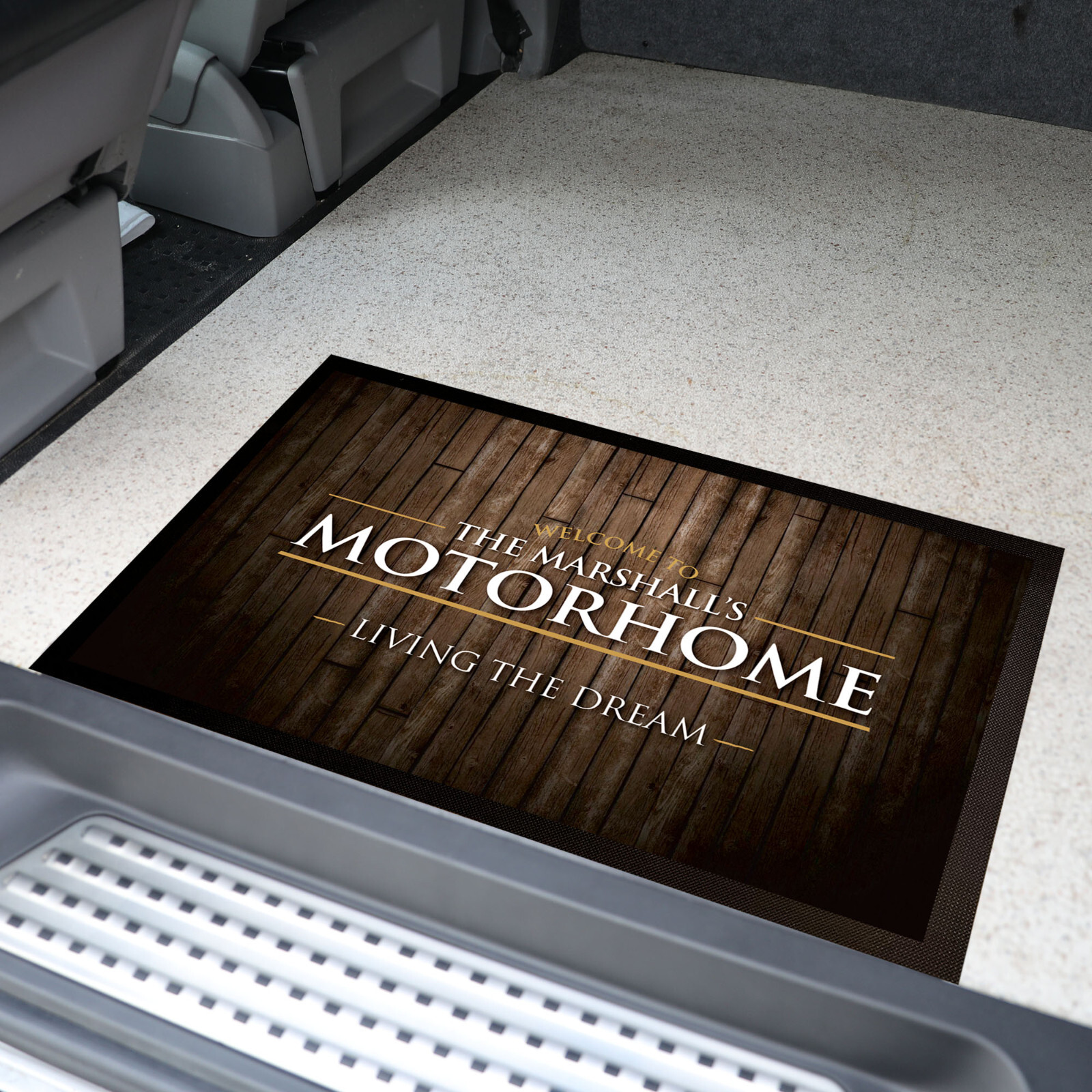 Personalised Motorhome mat - wood effect Campervan door mat 60 x 40 cm LM102 gallery