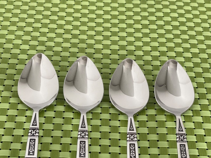 Oneida Community CORONATION Stainless 4 Teaspoons Black Accent Flatware A54G gallery