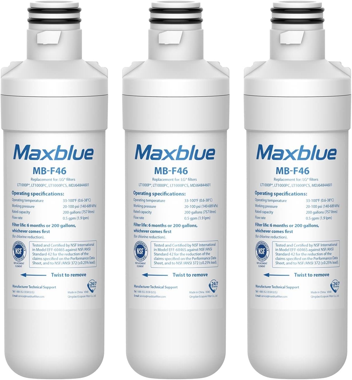 Maxblue LT1000PC Replacement for LG® LT1000P® Refrigerator Water Filter, 3 PACK gallery
