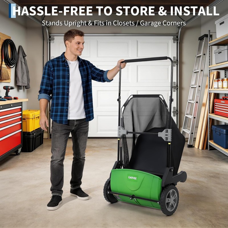 21'' Lawn Sweeper Push Behind Leaf Sweeper 3.5 Cu.Ft. Leaf Collector Adjustable gallery