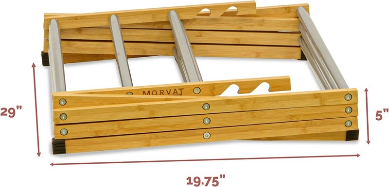 Morvat Bamboo Adjustable Laundry Drying Rack with Steel Bars, 23FT gallery