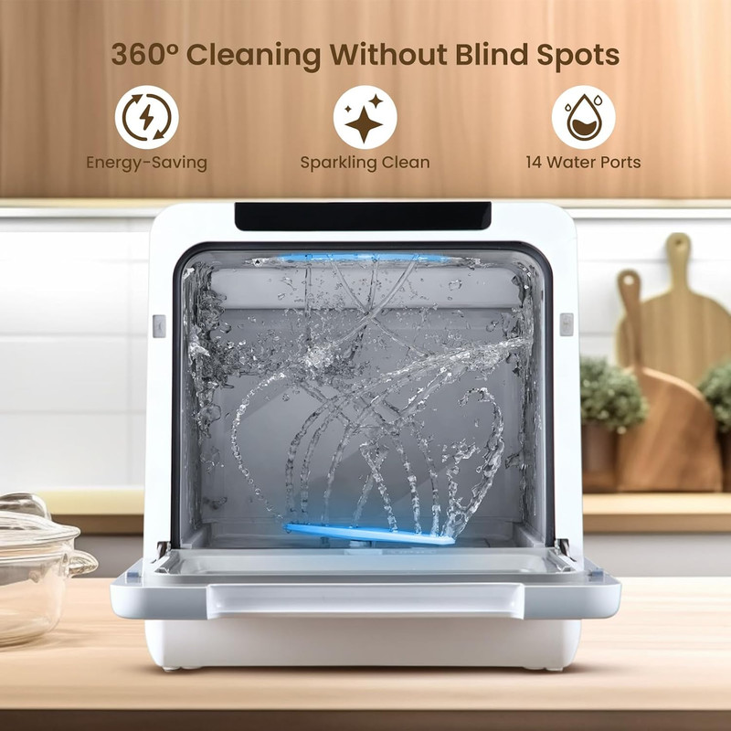 8 Wash Programs Portable Dishwasher 5L Water Tank Child Lock Delayed Start gallery