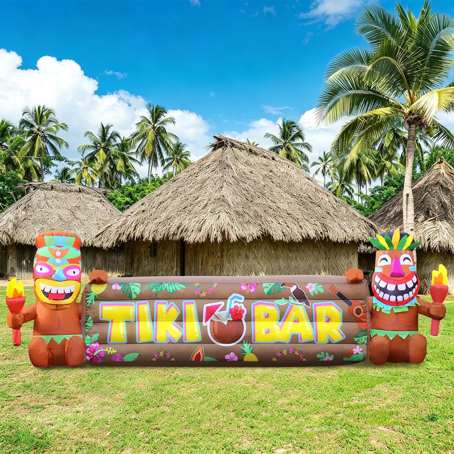 7FT Tiki Luau Inflatables, Two Tiki Inflatables, Hawaiian Summer Tropical Beach gallery
