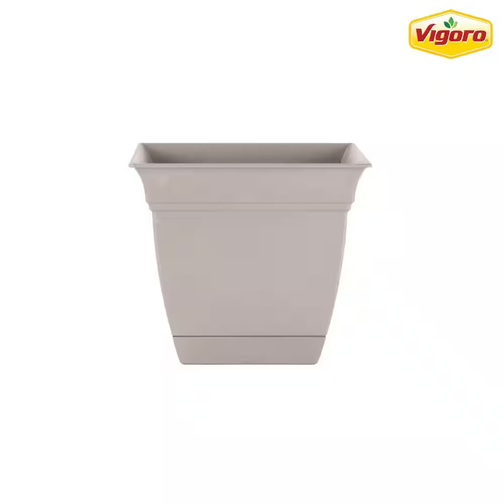 10 In. Mirabelle Medium White Plastic Square Planter (10 In. D X 9 In. H) with D gallery