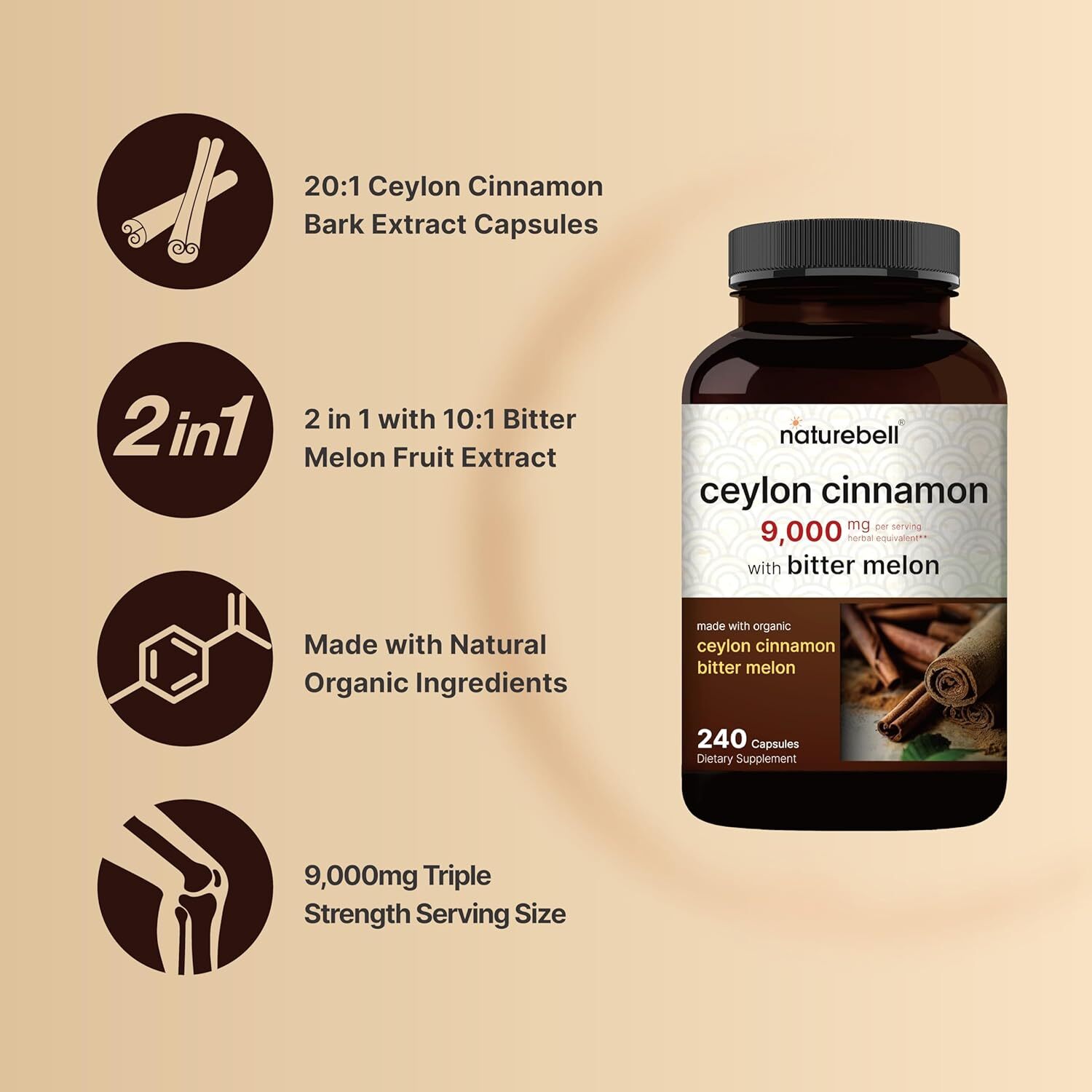 Ceylon Cinnamon Capsules (Made with Organic Sri Lanka Ceylon Cinnamon and Bitter gallery