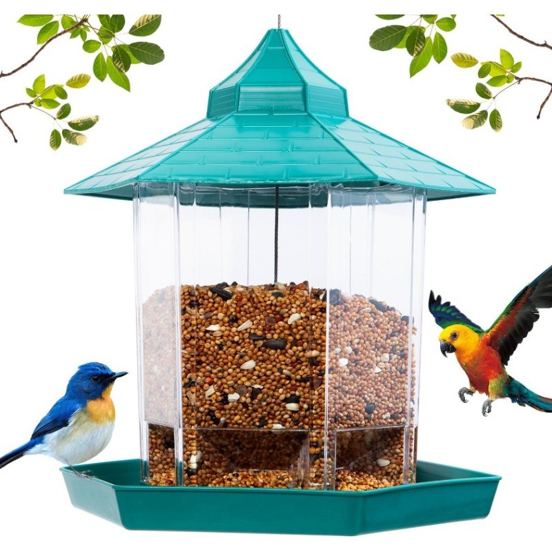 Hexagon House Bird Feeder -Squirrel Proof & 1000ml Large Capacity Auto-Dispense