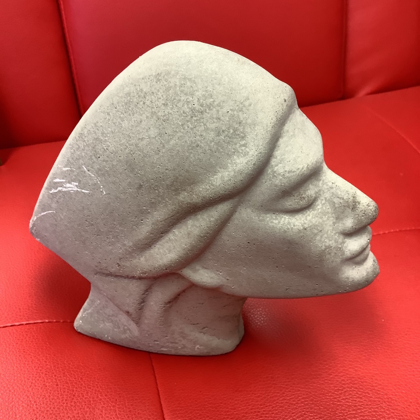 Cast Stone Head Sculpture Modern Minimalist Bust Concrete Face Indoor Outdoor gallery