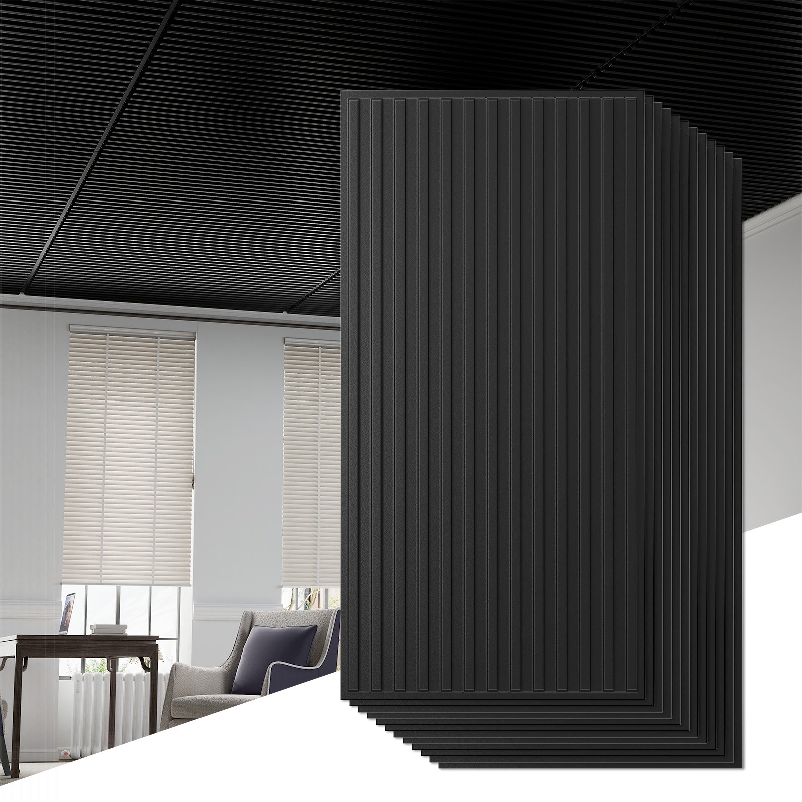 12-Pack PVC Slat Wall Panels, 3D Fluted Panels for Interior Wall Decoration gallery