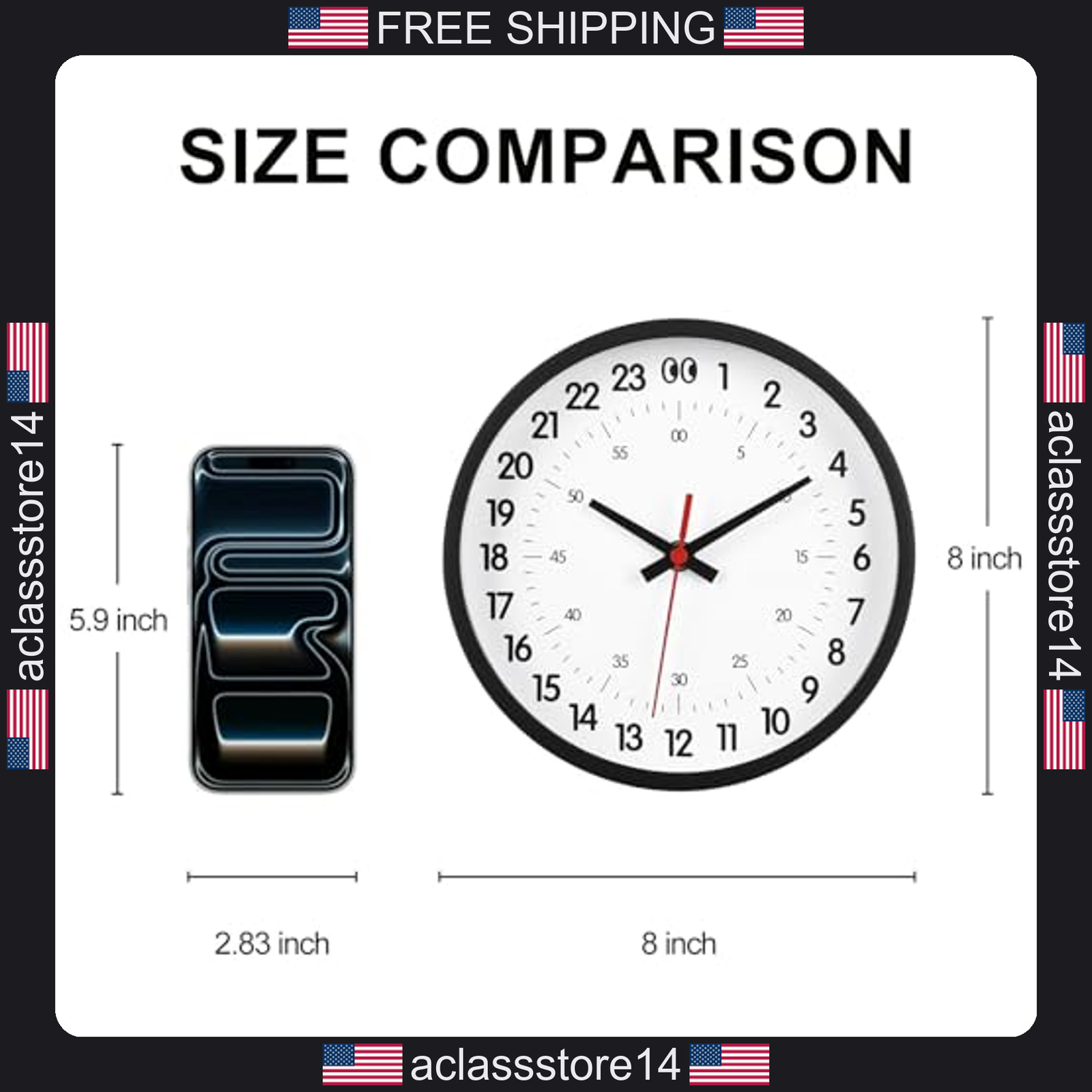 JoFomp 8 Inch Wall Clock Battery Operated Modern Decor for Living Room Bedroom gallery