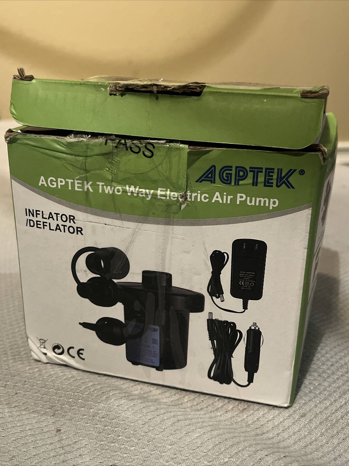 AGPtEK Electric Air Pump, Portable Quick-Fill Air Pump with 3 Nozzles Open Box gallery