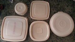 Rubbermaid Replacement lids seals Servin Saver Almond Round Square Blue Vintage