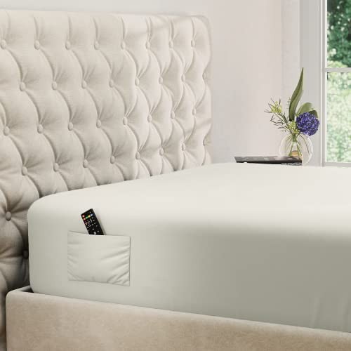 Fitted Sheet Only - Extra Deep Pocket Fitted Sheet - Fits up King 03 - Ivory gallery