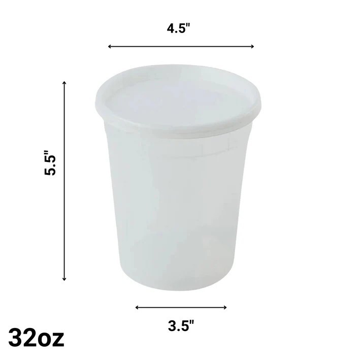 Extra Heavy Duty 240 Pack 32 oz Deli Food/Soup Plastic Containers w/ Lids 1 case gallery